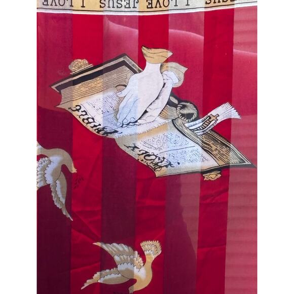 Red Scarf I Love Jesus Bible Praying Hands Doves Religious - Picture 4 of 7